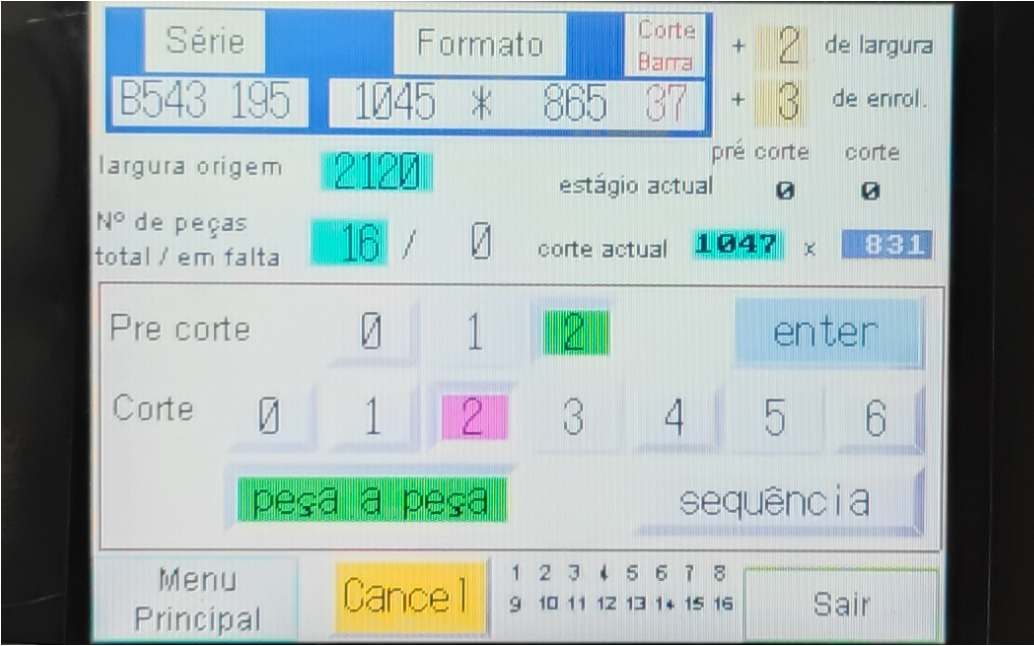 consola de comando da máquina de corte com ultra sons